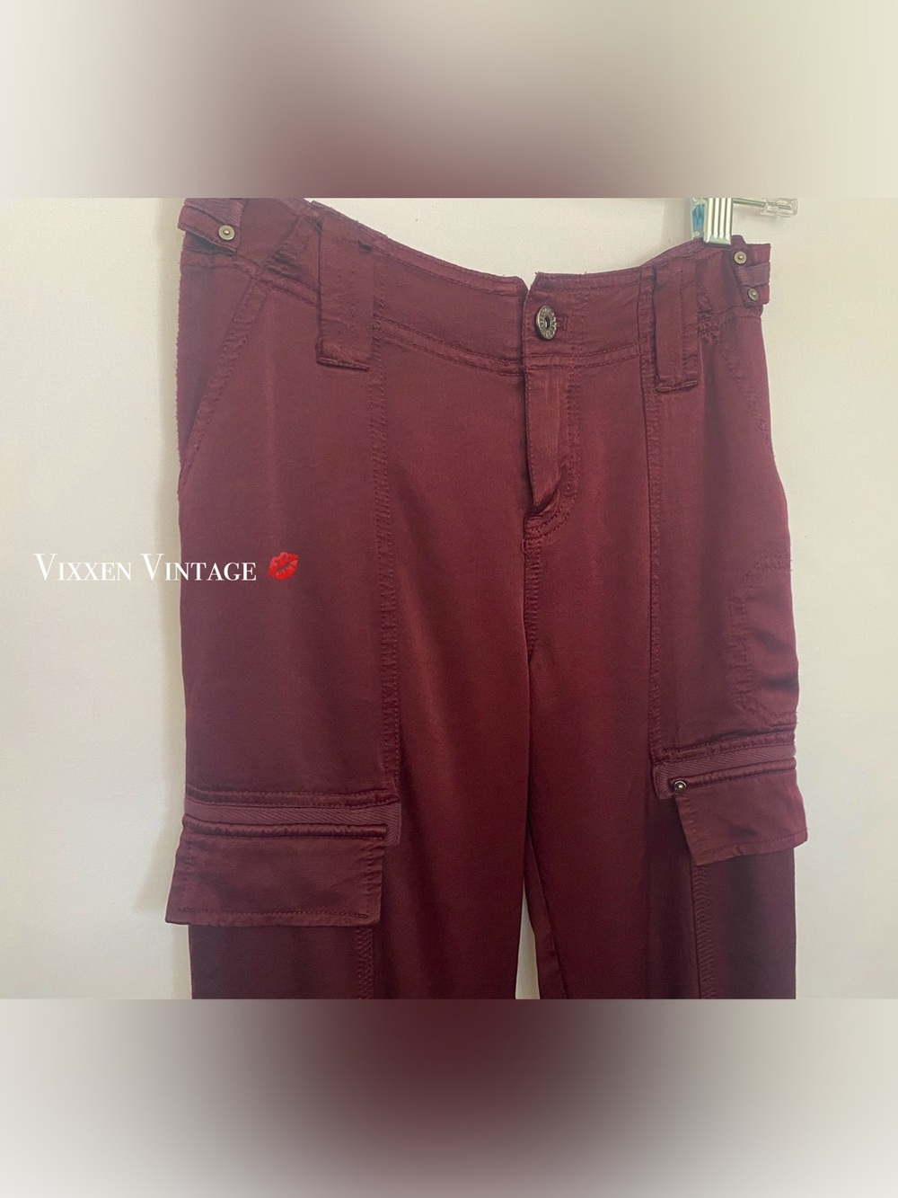 VINTAGE Y2K MARRAKECH ‘AXEL VISCOSE SATIN TWILL CARGO JOGGERS’ IN CIMARRON
